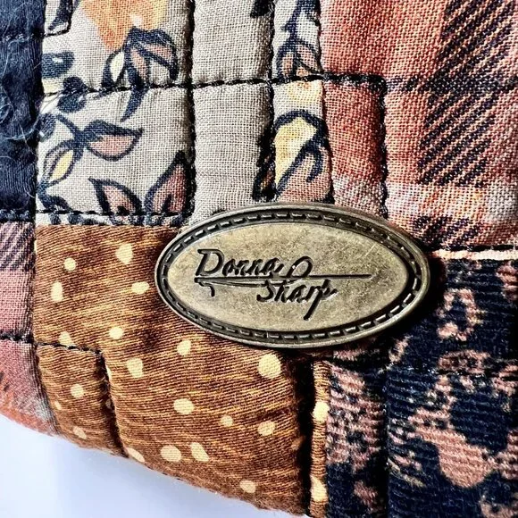 Donna Sharp Quilted Belt Buckle Purse-Brown Mix Medium Shoulder/Tote Purse Bag - Picture 6 of 16